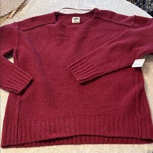 NWTFree People Deep Burgundy Crewneck Sweater Oversized Cozy Med. NWT!